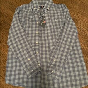 Vineyard Vines Men’s Light and Medium Blue Check Button-Down Shirt